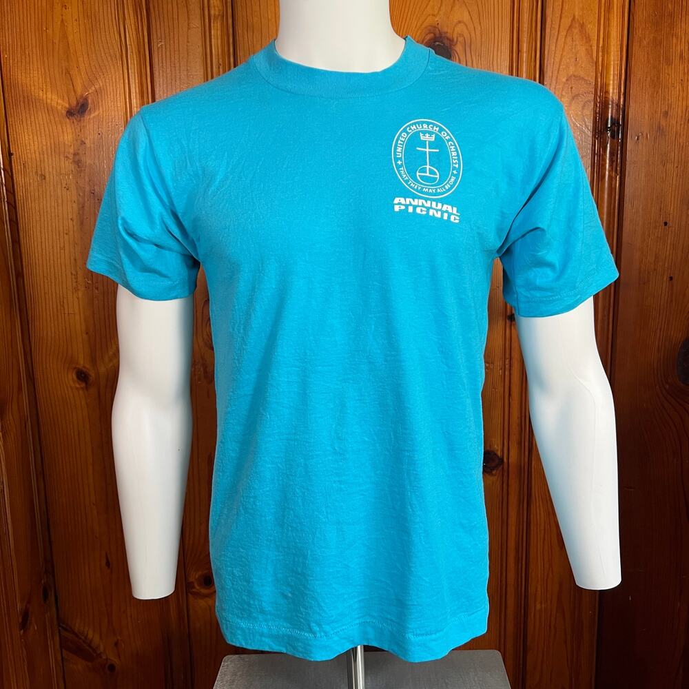Fruit of the Loom M Vintage Graphic T-Shirt Turquoise Regular